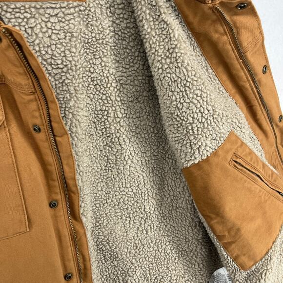 CARHARTT Jacket Mens L Washed Duck Bartlett Sherpa Lined Utility Cotton Brown - Picture 8 of 16